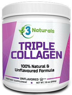 Triple Collagen powder container on a clean white surface